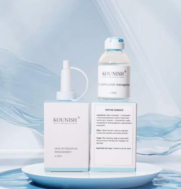 Esencia de péptidos KOUNISH 30 ml — frasco y caja con ingredientes