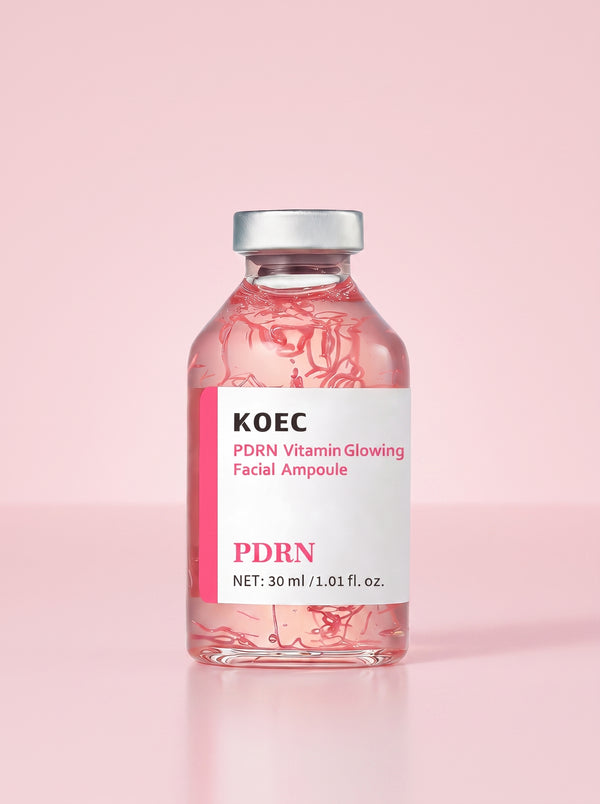Ampolla PDRN Vitamin Glow KOEC 30 ml — frente, frasco de vidrio con tapa plateada