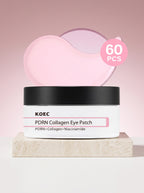 KOEC Parches de Ojos PDRN + Colágeno — frasco en plinto