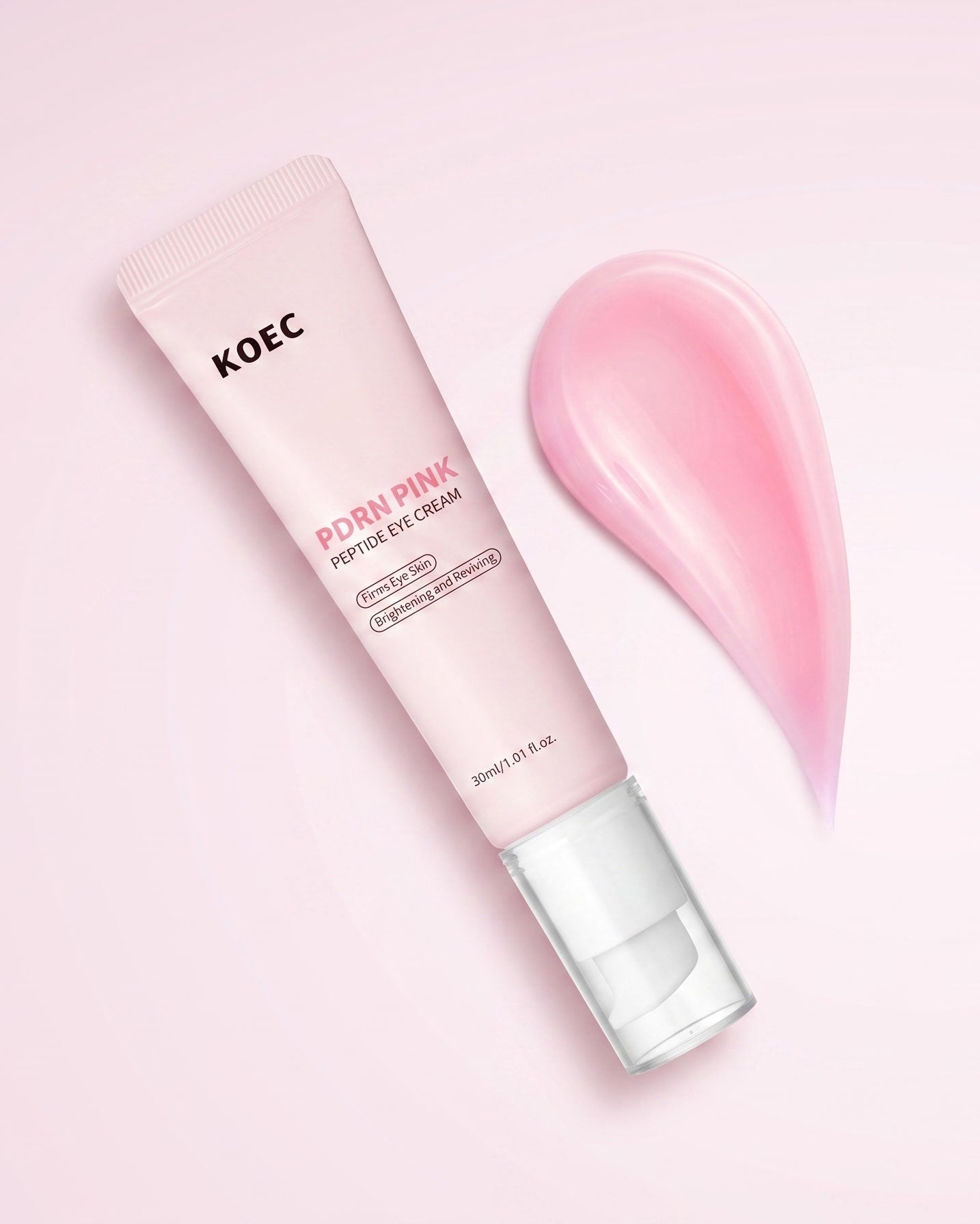 Crema de ojos KOEC PDRN Pink con swatch de crema rosa