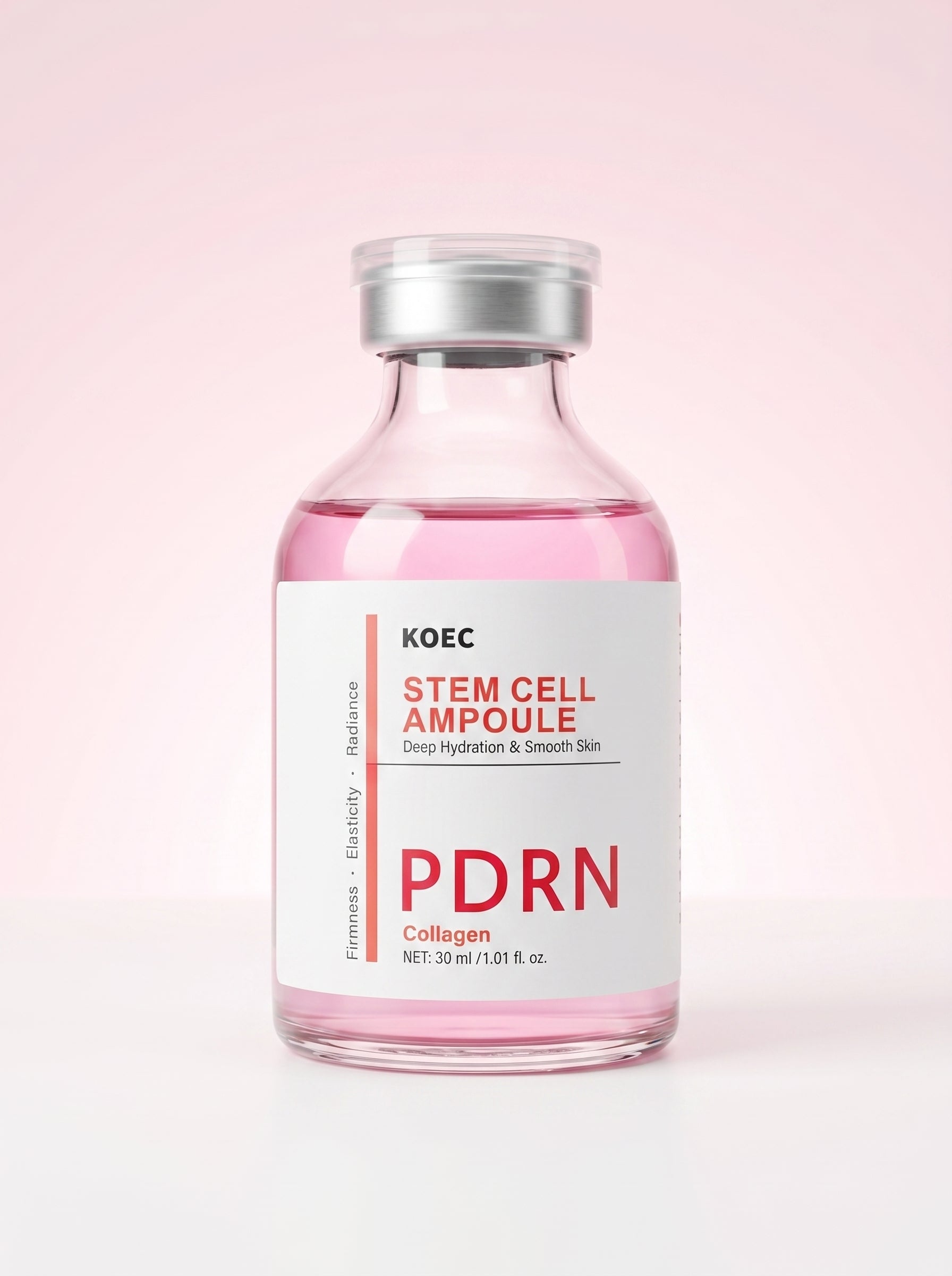 Ampolla Stem Cell PDRN + Colágeno KOEC 30 ml — frente, frasco con tapa transparente