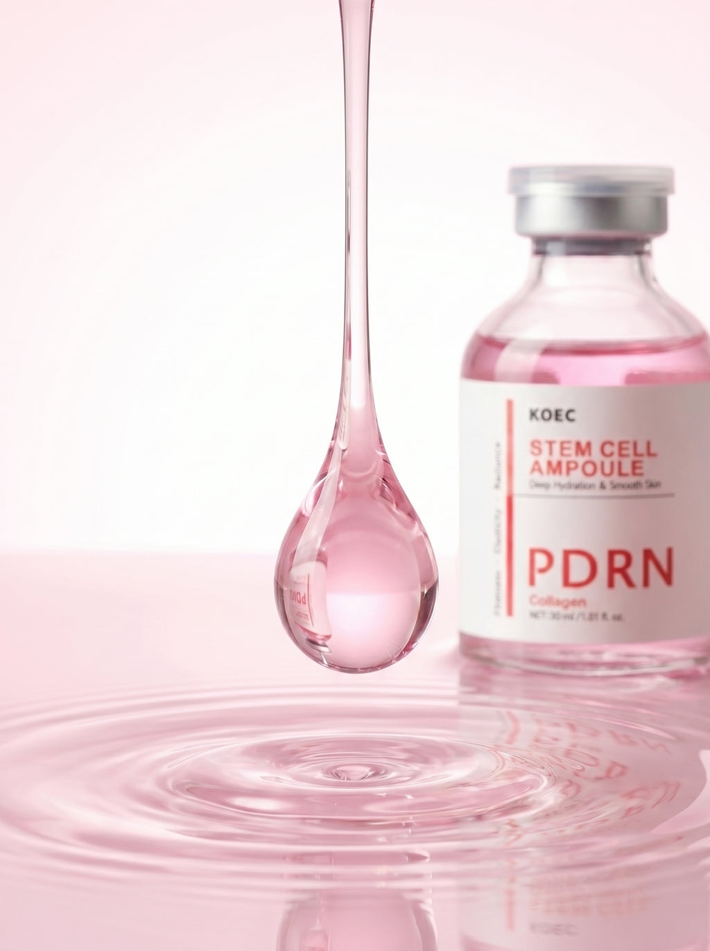 Textura de la esencia rosa con PDRN — Ampolla Stem Cell KOEC