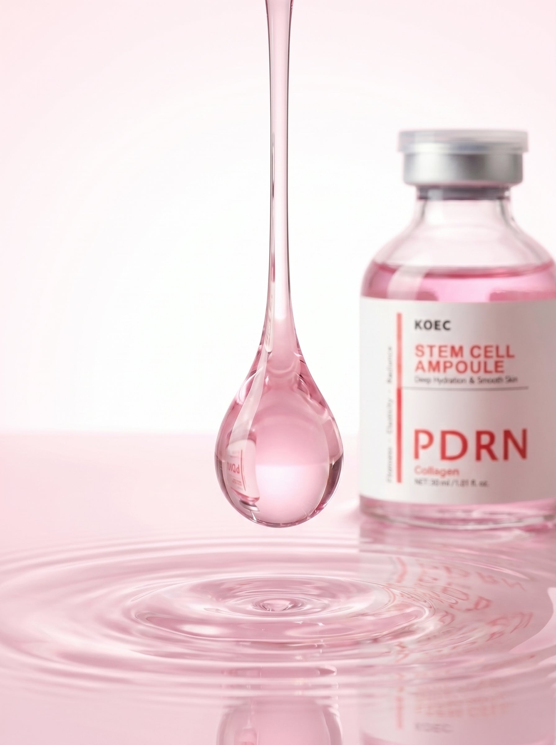 Textura de la esencia rosa con PDRN — Ampolla Stem Cell KOEC