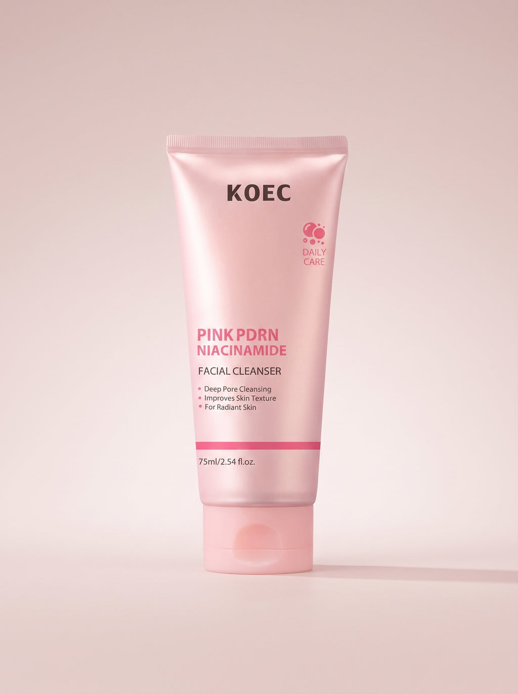 Limpiador Facial Rosa PDRN + Niacinamida KOEC — packshot en estudio
