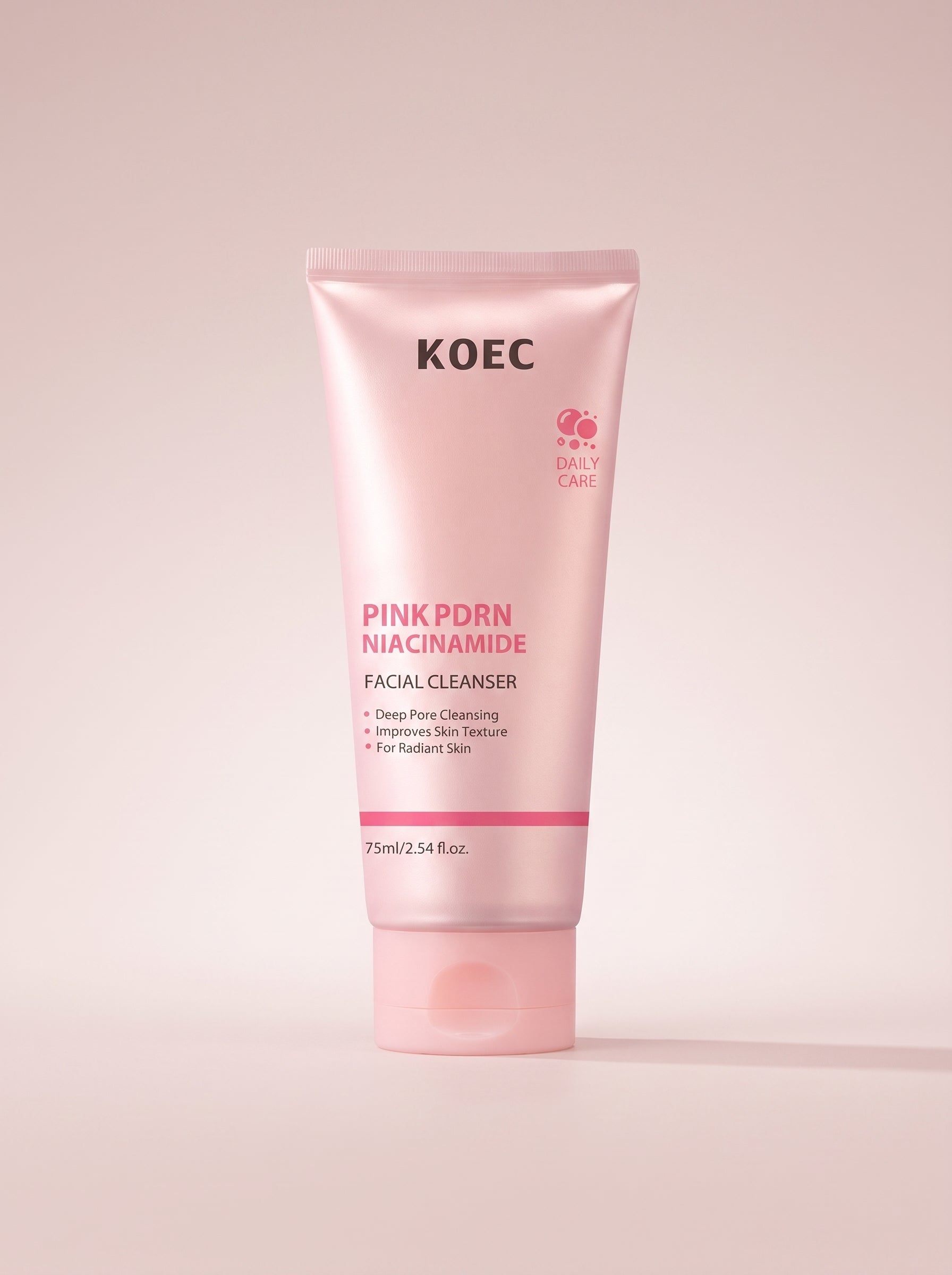 Limpiador Facial Rosa PDRN + Niacinamida KOEC — packshot en estudio