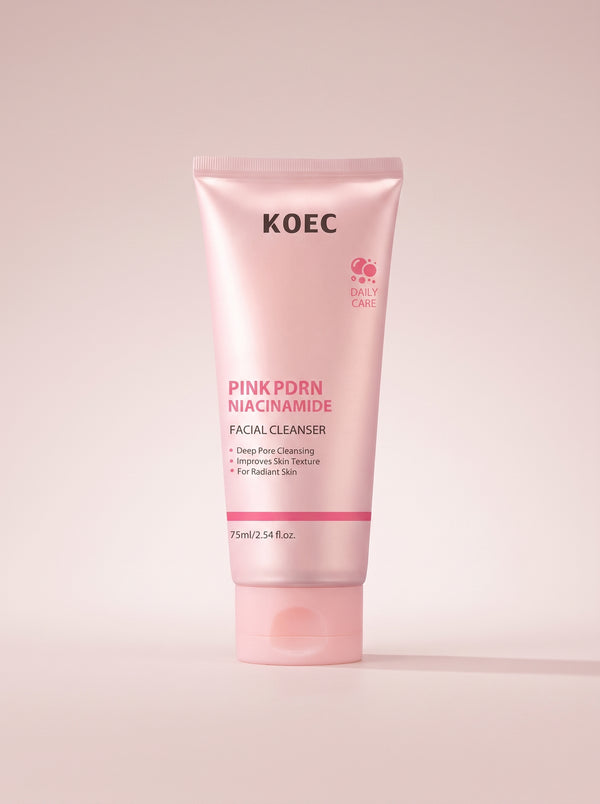 Limpiador Facial Rosa PDRN + Niacinamida KOEC — packshot en estudio