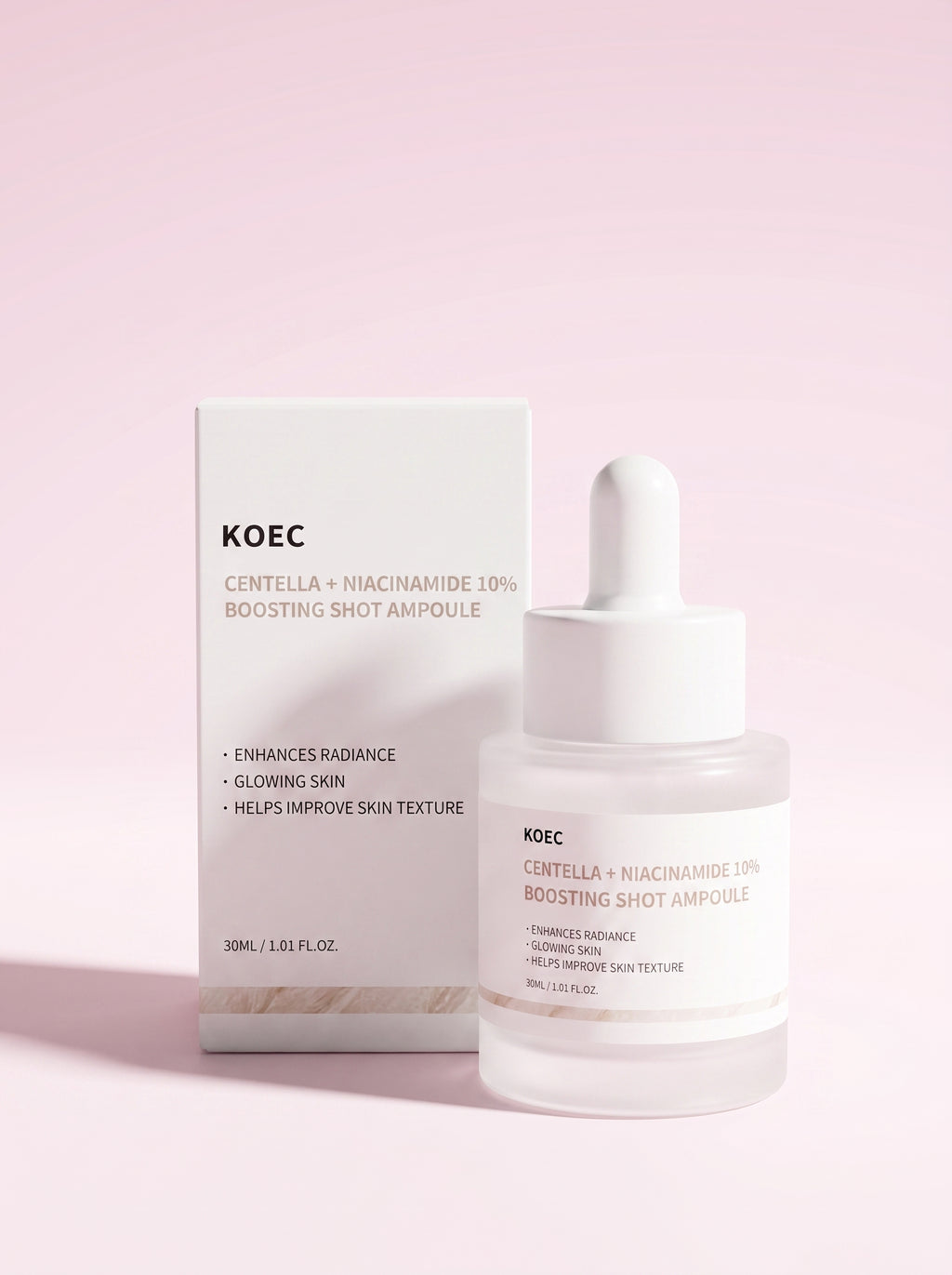 Ampolla KOEC Centella + Niacinamida 10% — frasco y caja