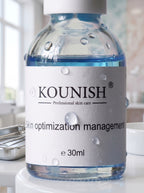 Detalle de la esencia GHK-Cu KOUNISH con gotas de agua
