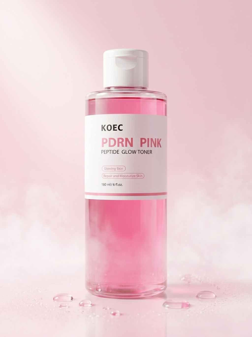 Tóner PDRN Pink KOEC con gotas de glow