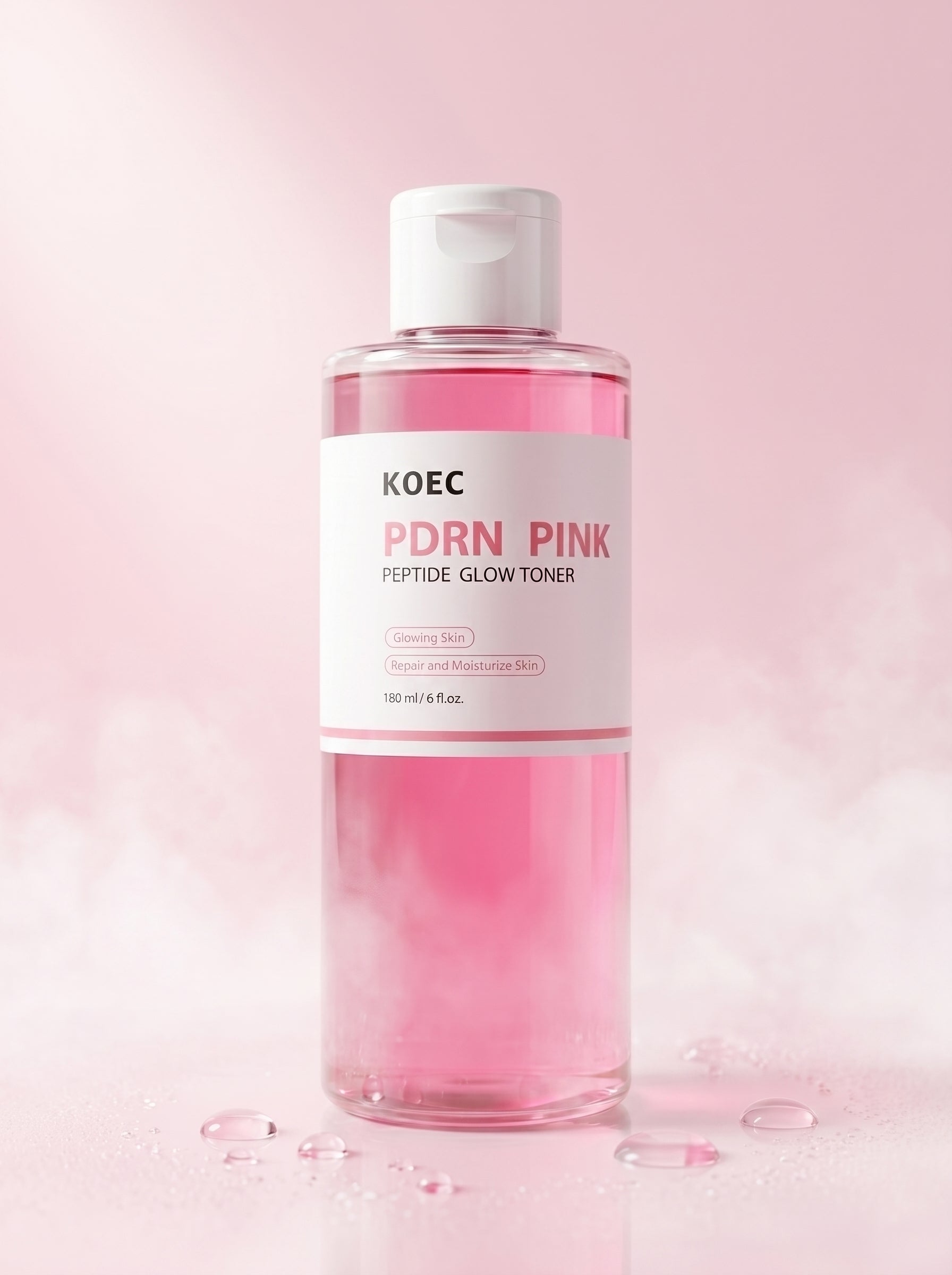 Tóner PDRN Pink KOEC con gotas de glow